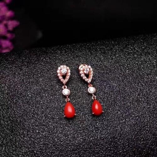 Natural coral ear nails, 925 Sterling silver, new products, manually built by large-brand designers. Recommendation for ladies'e