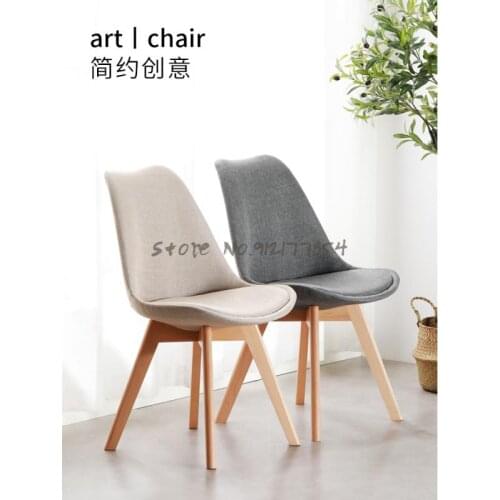 Nordic home solid wood backrest dining chair negotiation desk modern minimalist casual cafe makeup stool
