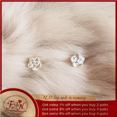 2021 New Trend Hot Sale Amazing Cute Lovely Tiny Silver Color Flower Style Fashion Stud Earrings Perfect Gift for Girls & Women