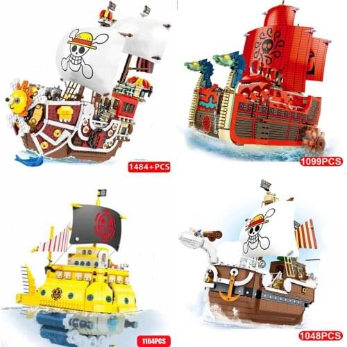 New Pirates Ships The Thousand Sunny Model Building Blocks MOC ONE PIECE Boat Figures Bricks Education Toys for Children Gift