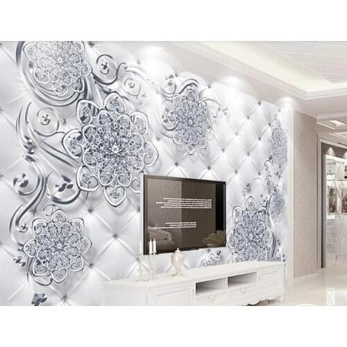 Papel de parede Silver European pattern relief soft bag 3d mural living room TV bedroom Self Adhesive wallpaper home decorate