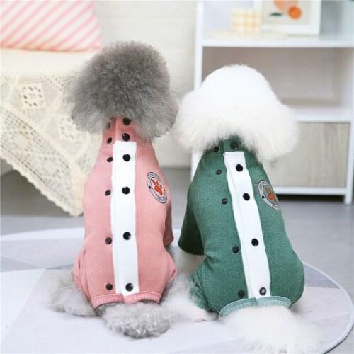 Breasted autumn and winter 21 new small and medium British short cat Teddy dog pet belly guard four-legged pet clothes