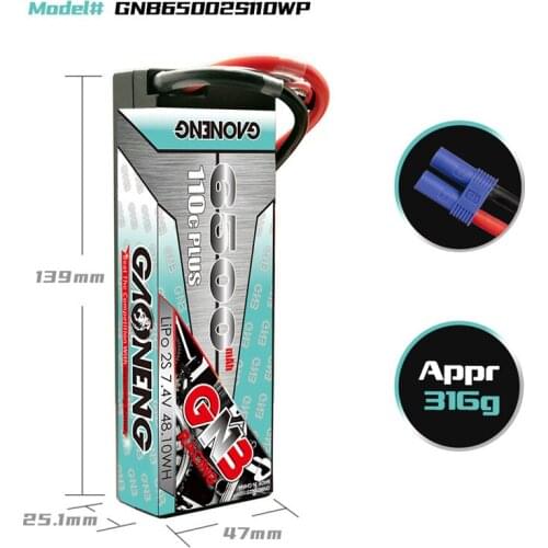 Original GNB 7.4V 6500mAh 2S 110C MAX 220C LiPo Battery Pack With T XT60 EC5 XT90 Plug for RC HSP 1:10 1/10 RC Car RC Boat Scx10