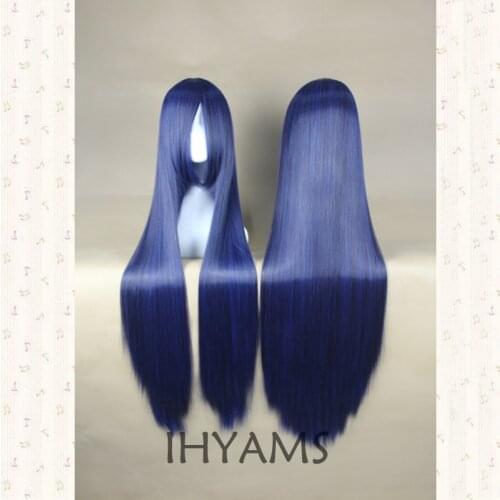 N0.6/Sonoda Umi/Imai Nobume Wigs 100CM Blue Mix Black Full Bangs Synthetic Hair Cosplay Costume Wigs + Wig Cap