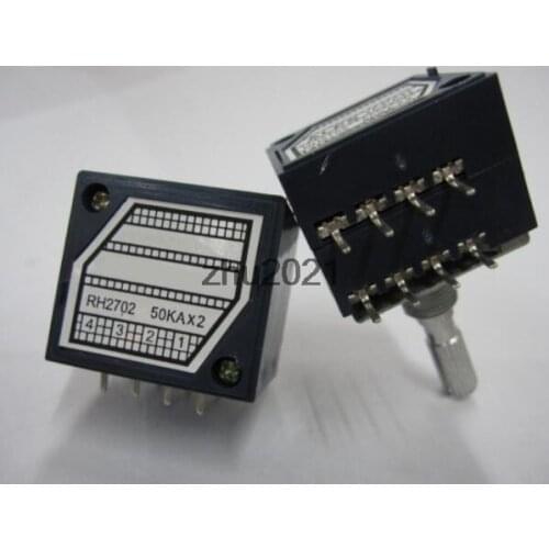 1Pc 27 Type 8Pin Precision Chip Resistor Enthusiast Stepping Japan ALPS RH2702 50KA100KA250KA Double Volume Potentiometer Knurl