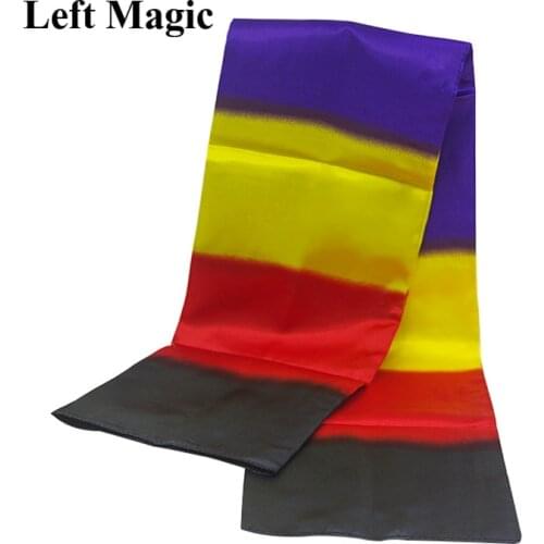 High Quality Silk Change Color Scarf Magic Tricks Black To Rainbow Silk Streame Magic Funny Stage Close Up Props Illusions