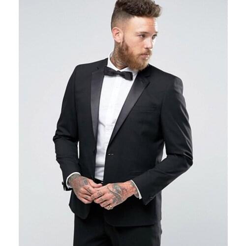 Custom Made Slim Fit Groom Men Suit Tuxedo Black Groom Mens Terno Masculino 2 Buttons Wedding Suits For Men 2020 Jacket Pants