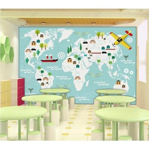Papel de parede Super clear vector cartoon map background 3d wallpaper children bedroom wall papers home decor
