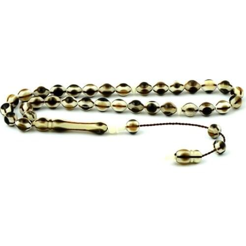 Camel Bone Rosary with Horn and Thin Lines Natural Stone Beads Middle East Prayer Islamic Muslim Tasbih Made in Turkey