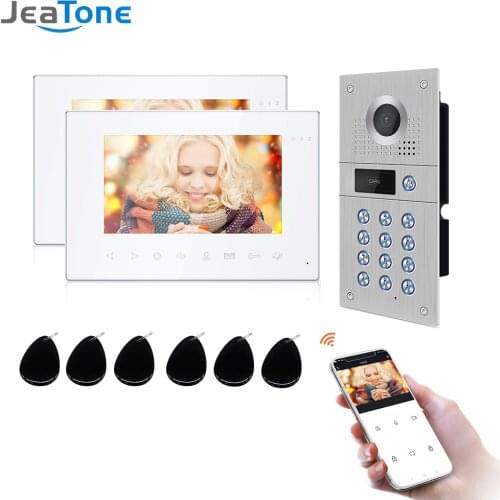Jeatone Wireless Video Intercom for Home IP Video Doorbell Password Unlock HD 7 inch Touch Screen Wifi Intercom System Kit