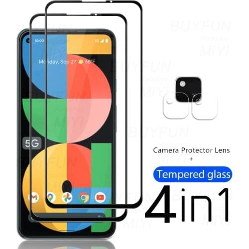 4In1 Camera Protective Glass For Google Pixel 5A 5 A 5G 2021 Screen Protector Tempered Glas Film Cover On Googe Pixel5A 6.34inch