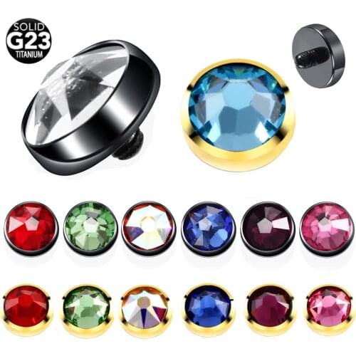 1PC G23 Titanium Micro Dermal Piercing CZ Gem Micro Dermal Anchor Crystal 4mm Top Piercing Surface Skinner Piercing Body Jewelry