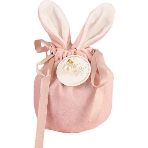 1Pcs Gift Bag Candy Bag Bunny Gift bag Wedding Decoration Birthday Jewelry Organizer Cute Rabbit Ears Velvet Bags Packaging Bag