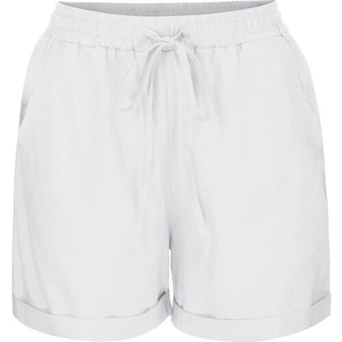 2020 New Womens Shorts Hot Summer Casual Cotton Linen Shorts Plus Size Mid Waist Short Fashion Woman Streetwear Short Pants