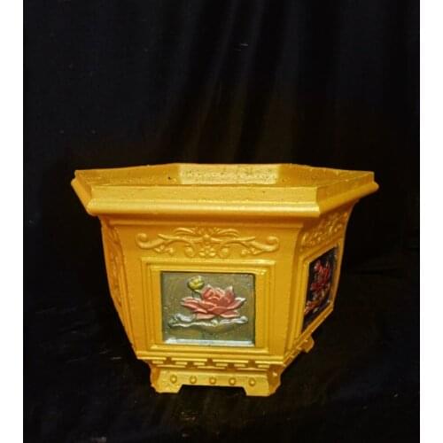 38cm /14.96in ABS Interlock Hexagonal Durable Home Gardening Bonsai DIY Lotos Flower Embossing Concrete/ Cement Flower Pot Mold