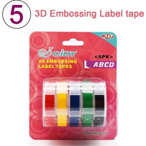 5Rolls 3D Embossing Label Tapes Combo Set Compatible Dymo 1610 1880 12965 Motex E101 Manual Label Makers Printers