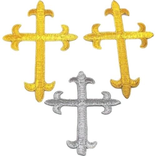 5Pcs Crosses Embroidery Patches Jesus Cross Church Appliqued Lace Trims Sew Iron On Embroidered Badges For Bag Jeans Hat T Shirt