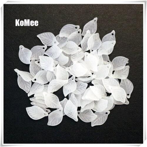 New Cheap 200pcs/lot Leaves Shape Dull Polish Beads 11x18mm Acrylic Mini Pendants Multi Color Fit Daily Decoration Handmade Bead