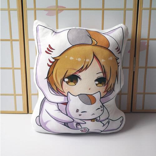 Anime Natsume Yuujinchou pillow toy Natsume Takashi Madara cat figure plush stuffed doll double sided pillowcase 42cm for gift