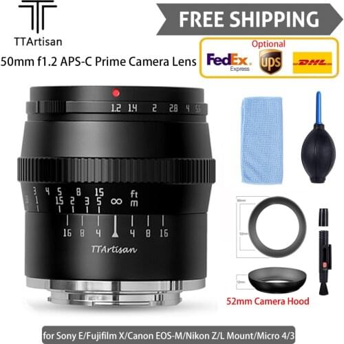 TTartisan 50mm f1.2 Prime Camera Lens APS-C Frame for Nikon Z,Canon EOS-M,Sony E,Micro 4/3,Fujifilm X,L Mount Mirrorless Camera