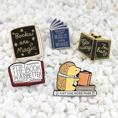 Book Pins Collection Reader Brooches "The Book Was Better"Badges Literary Enamel Jewelry Gift For Book Lover Friend