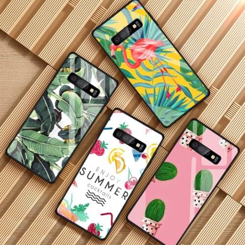 Flower Daisy Plants Fruit Cactus Tempered Glass Phone Case For Samsung Galaxy A6 A6S A8 A8S J6 J8 2018 S8 S9 S10 PLUS NOTE 8 9