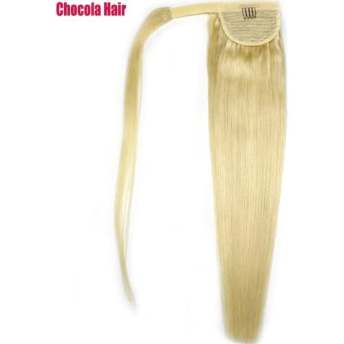Chocola 16"-18" 60g Brazilian Machine Made Remy Hair Magic Wrap Ponytail Clip In 100% Human Hair Extensions Horsetail Stragiht