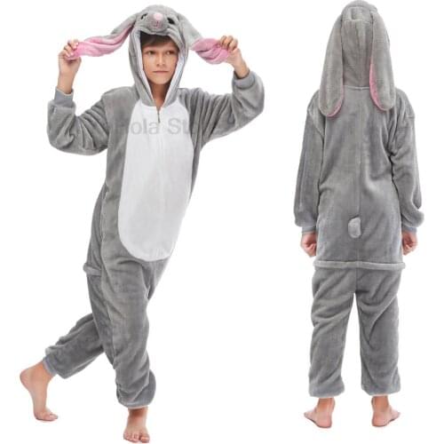 Kigurumi Childrens Pajama for Boys Girls Rabbit Pyjamas Flannel Kids Animal Pijamas Suit Sleepwear Winter Cosplay Onesies