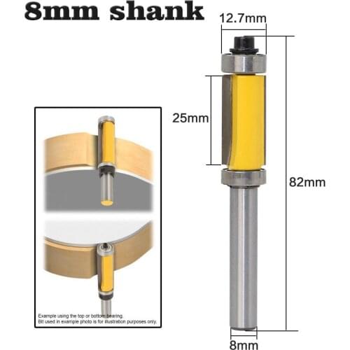 1pcs Flush Trim Router Bit Top & Bottom Bearing 8'' Shank Woodworking Tool woodworking router bits