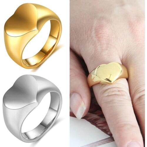 Classic Heart Love Shaped Ring Titanium Stainless Steel Smooth High Polished Non-fading Ring for Men Party Stylish Jewelry