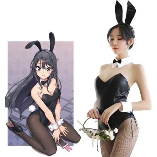 Bunny Girl Senpai Lenceria Hot Caliente Suit Cute Cosplay Costume Kawaii Sexy Uniform For Women Sexi Faux Leather Exotic Apparel