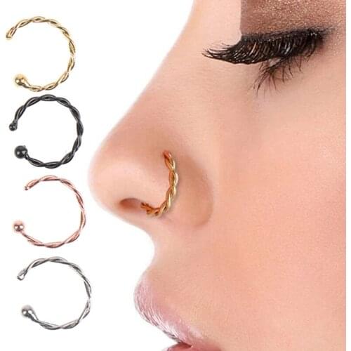 Twist U Shape Fake Nose Ring For Women Faux Piercing Body Jewelry Personality Fake Nose Lip Rings Nose Ring