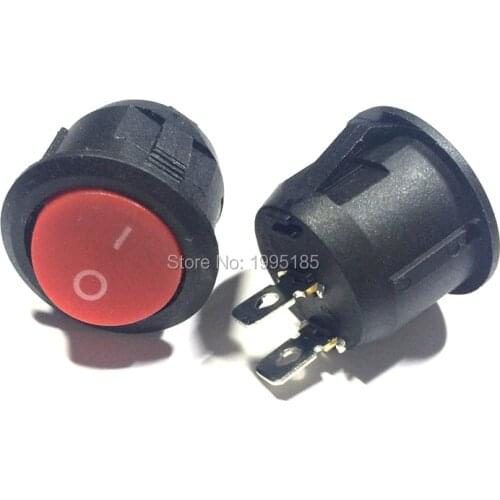 10Pcs 23mm Diameter Round Boat Rocker Switches Red Round Red 2 Pin ON-OFF Rocker Switch no light