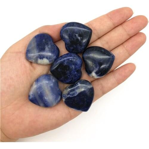 Cute 1pc Natural Blue Sodalite Heart Shaped Crystal Gemstone Healing Chakra Polished Natural Quartz Crystals