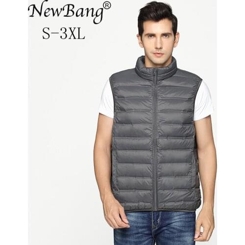 NewBang Brand Mens Down Vest Ultra Light Down Vest Men Portable V-neck Sleeveless Male Winter Windproof Warm Lightweight Coat