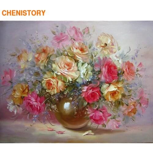 CHENISTORY Colorful Minion Flower DIY Painting By Numbers Abstract Oil Painting On Canvas Unique Gift For Living Room Decoration