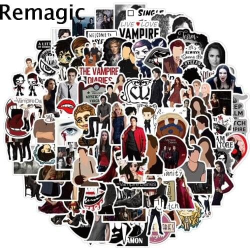 100pcs The Vampire Diaries Cartoon Animation Sticker ForComputer Motorcycle Skateboard Guitar Toy Game Machine Children Gift