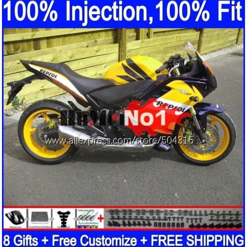 Injection For HONDA CBR600F4i CBR600F 11 12 13 14 126MC.73 CBR 600 F 600F CBR600 F4i 2011 2012 2013 2014 Fairings Repsol yellow