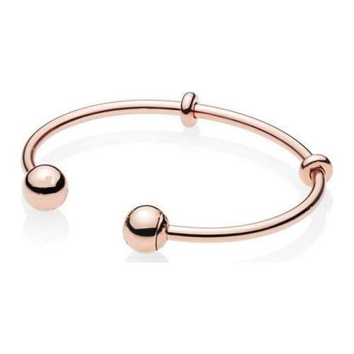 Original 925 Sterling Silver Moments Rose Gold Open With Signature Caps pandora Bracelet Fit Bead Charm Fine Diy Jewelry