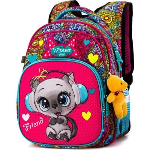 Russia Brand 2021 School Bag Girls Kids Primary School Backpack Cartoon Dog Orthopedic Backpack Schoolbag Kids Mochila Infantil