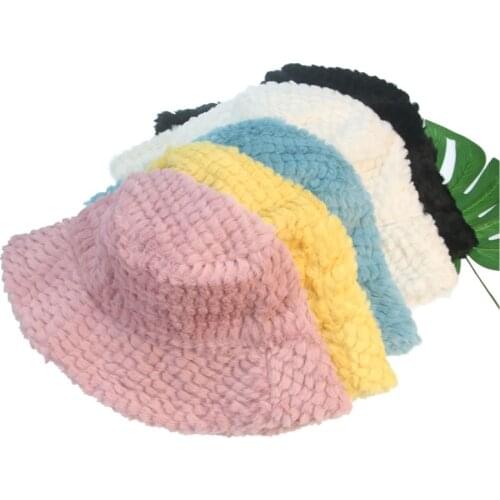 Bucket hats women wide brim solid pink green yellow flat top winter hats casual outdoor warm fisherman caps gorros y sombreros