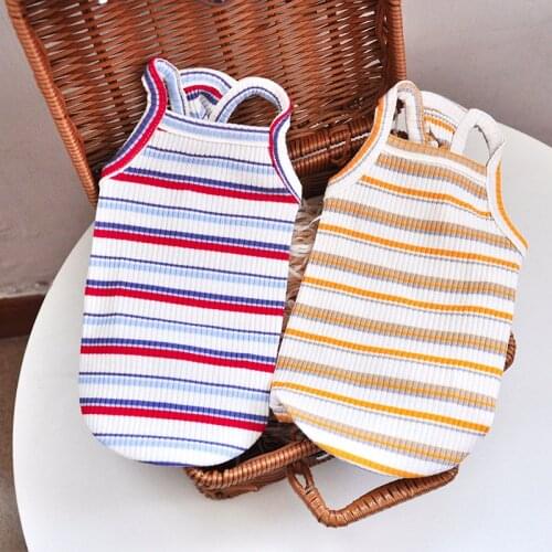 Stripe Dog Vest Summer Chihuahua Cat Doggie Puppy Small Dog Clothes Skirt Yorkshire maltese Bichon Poodle Schnauzer Clothing XXS