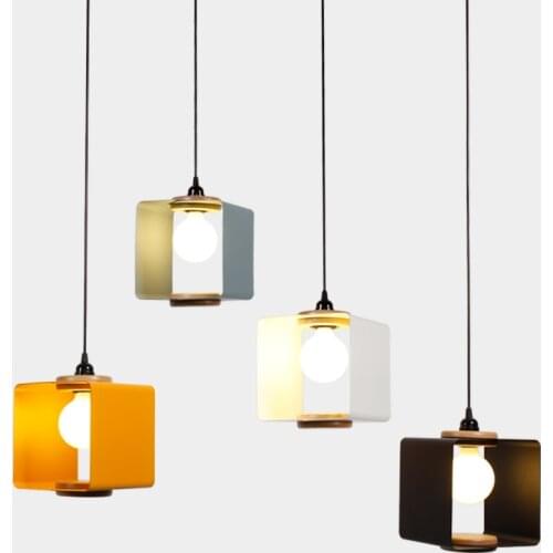 Nordic Pendant Lights Wood Aluminum Lampshade Industrial Lighting Loft Lamparas Colorful Hanging Lamp E27 Light Fixtures PL580