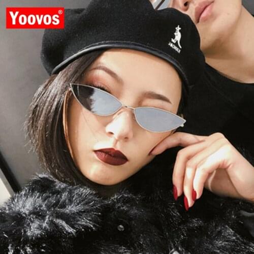 Yoovos 2021 Small Frame Metal Sunglasses Women Round Vintage Mirror Brand Designer Glasses Men Cateye Glasses Oculos De Sol