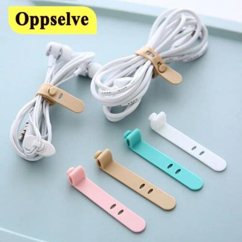 Desk Cable Organizer USB Charger Line Holder Headphone Cable Management Cilp 4PCS Silicone Cable Winder Cilp For Mobile Phone