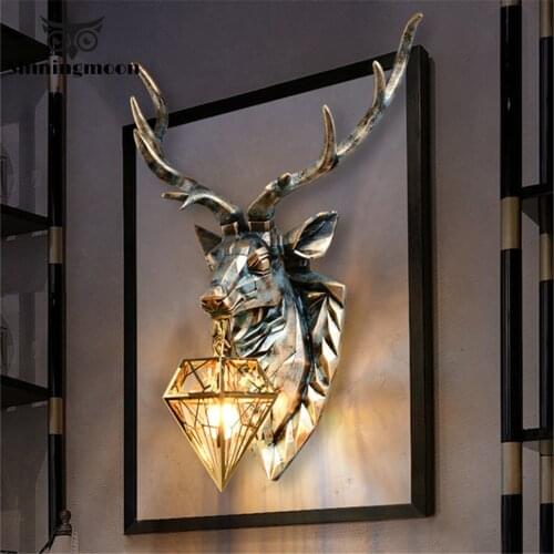 Nordic American Retro Art Deer LED Wall Lamps Modern Antlers Wall Light Fixtures Living Room Bedroom Bedside Lamp Home Luminaire