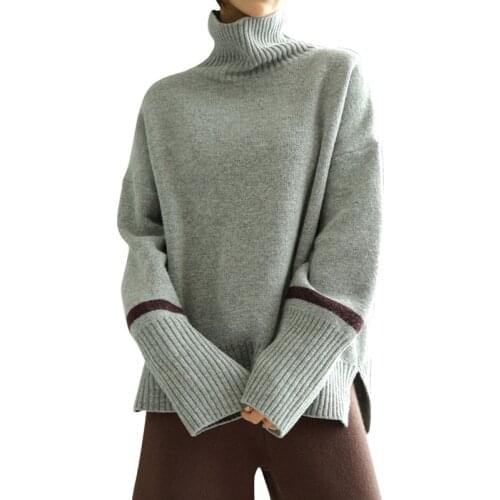 Thick Cashmere pullover knitted sweater women 2021 autmun winter Streetwear loose tops pull femme hiver turtleneck Jumpers