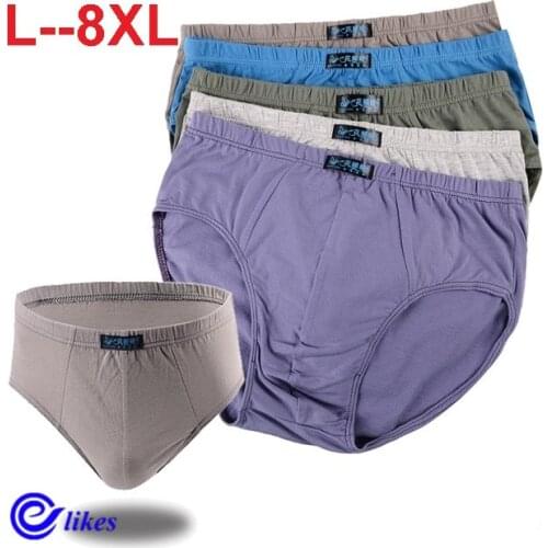 5pcs/lot Big pluz size 100% Cotton Briefs Mens Comfortable Underpants Underwear L/XL/2XL/3XL/4XL/5XL/6XL/7XL/8XL