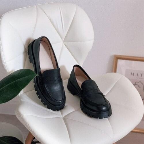 Osunlina Luxury Womans Flats Round Toe Thick Bottom White Genuine Leather Platform Slip On 4cm High Heels Casual Shoes Lady