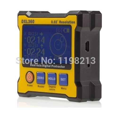 DXL360 High accuracy Dual Axis Digital Angle Protractor Angle meter Dual-axis Digital Level gauge with 5 Side Magnetic Base